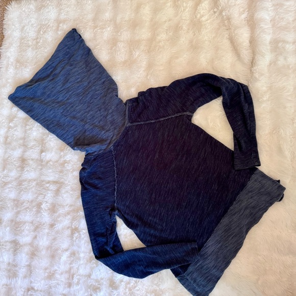 Free People Women's Cowl Neck Lightweight Navy Sweater - Picture 5 of 5